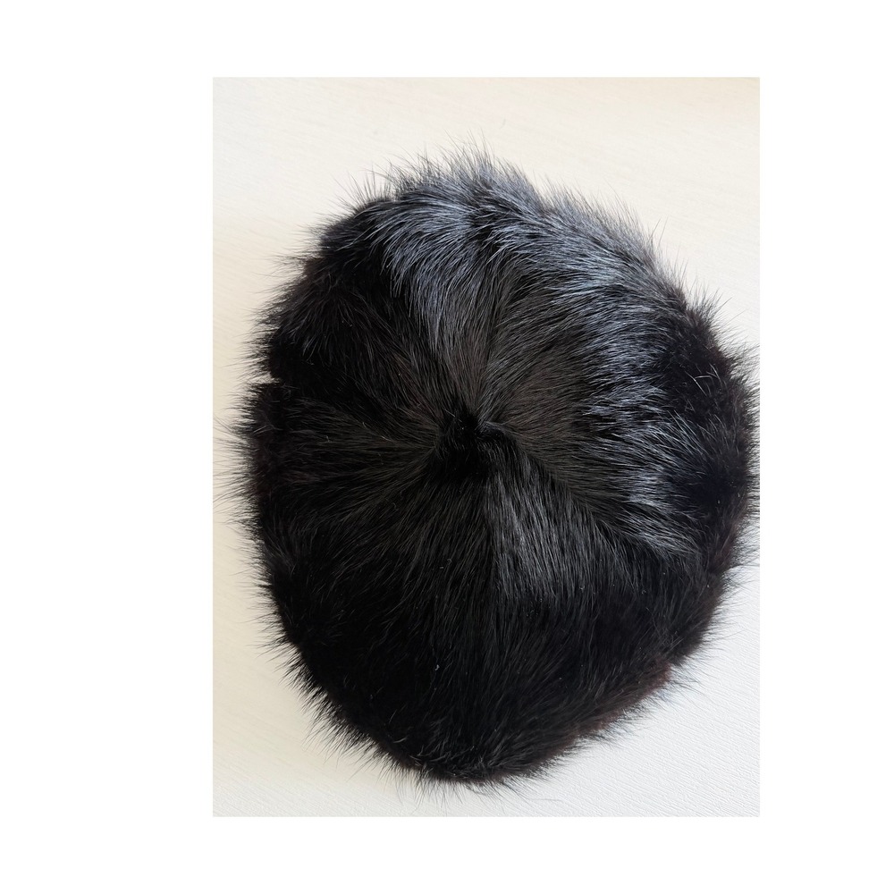 Vintage 1920s Black Fox Fur Pillbox Hat Flapper Era Winter Accessory